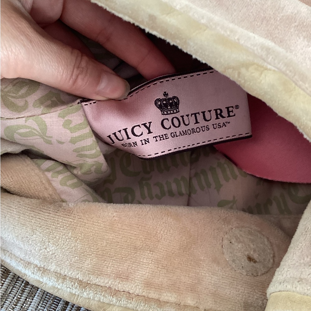 Y2K Juicy Couture Pink Darling Of Couture Velour Rhinestone Large Purse Bag - Picture 12 of 13